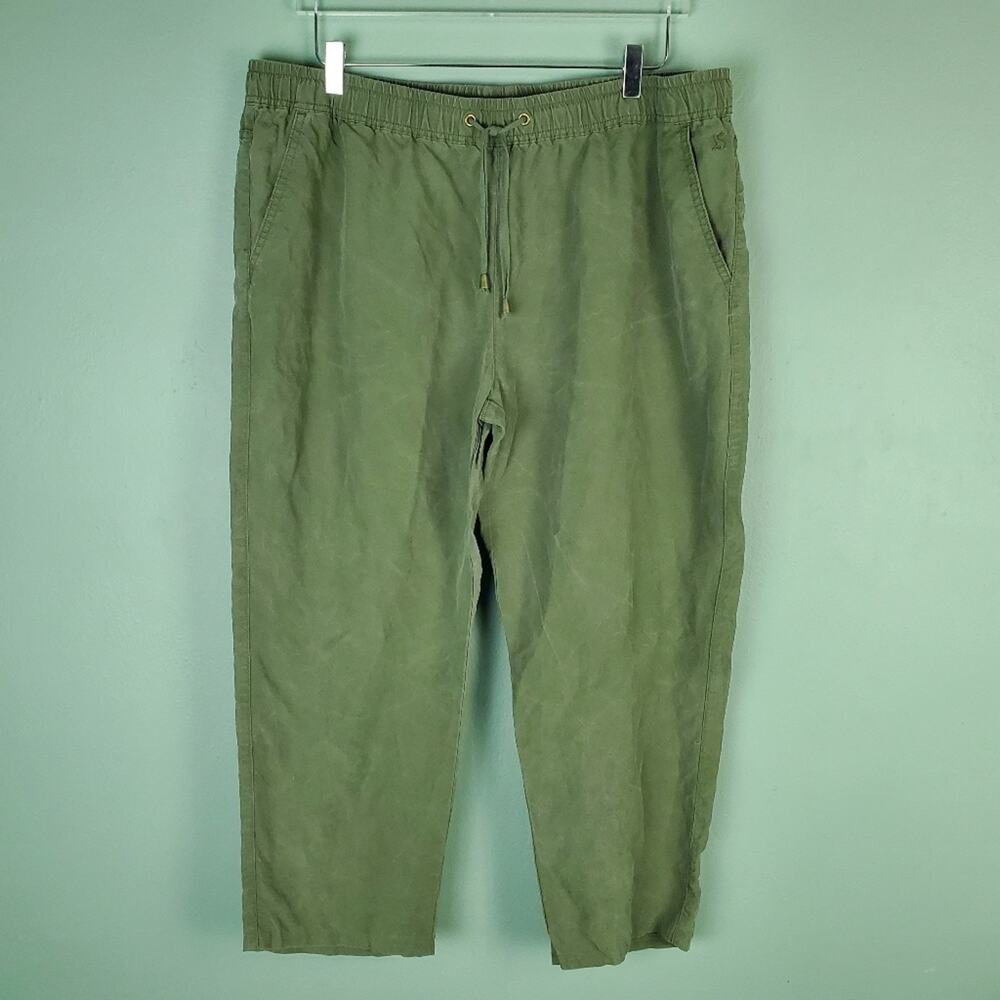 Joules Cecelia Pull On Linen Blend Seaweed Green Woven Pants Size 14